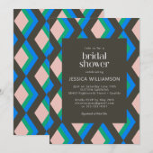 Modern Geometric Brawn Blue Green Brautparty Einladung (Vorne/Hinten)