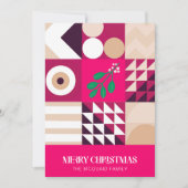 Modern Geometric Burgundy Pink Weihnachten (Vorderseite)