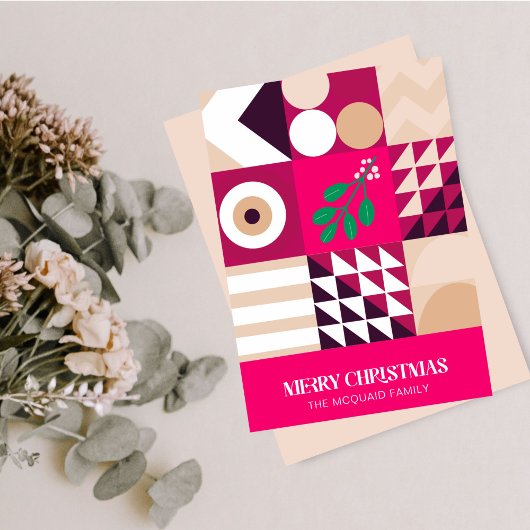 Modern Geometric Burgundy Pink Weihnachten