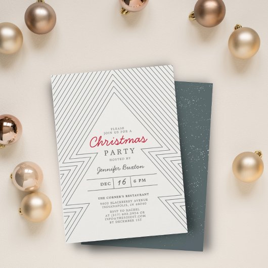 Modern Geometric Christmas Green Holiday Party Inv Einladung