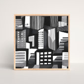 Modern Geometric City | Black & White Contemporary Poster