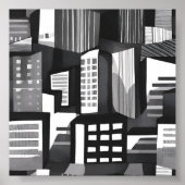 Modern Geometric City | Black & White Contemporary Poster (Vorne)