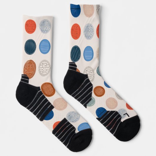 Modern Geometric Coin Pattern Socks Socken (Rechts)
