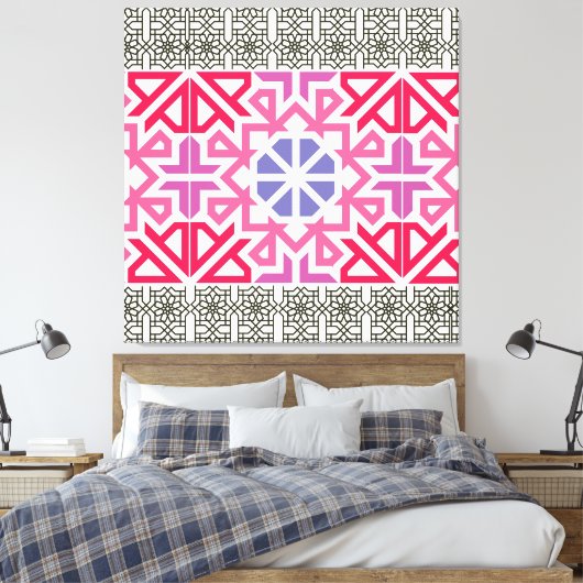 Modern Geometric colorful Boho Pattern Leinwanddruck (Insitu (Schlafzimmer))