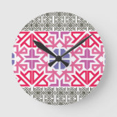 Modern Geometric colorful Boho Pattern Runde Wanduhr (Vorderseite)