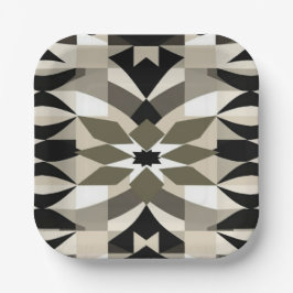Modern Geometric Decorative Plate | Neutral Earth  Pappteller