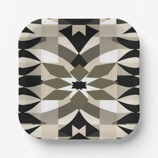 Modern Geometric Decorative Plate | Neutral Earth  Pappteller (Vorderseite)