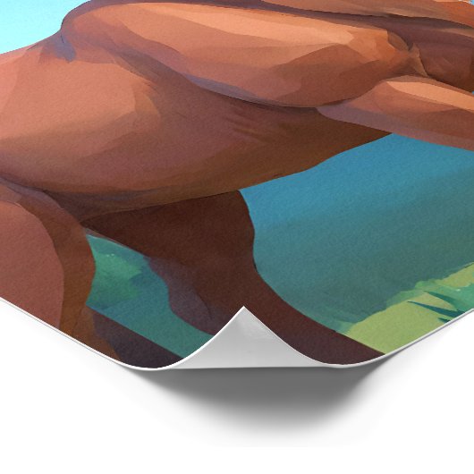 Modern Geometric Design: Low Poly Reindeer  Poster (Ecke)