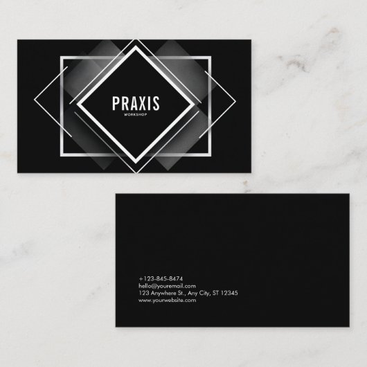Modern Geometric Diamond Black and White Visitenkarte (Vorne/Hinten)
