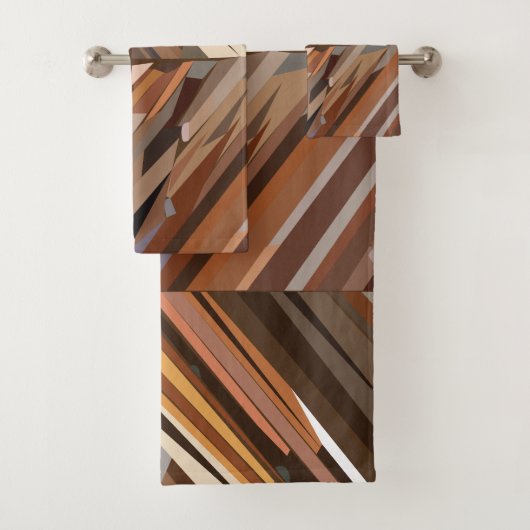 Modern Geometric Diamond Holzmuster Badhandtuch Set (Insitu)