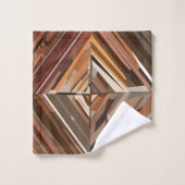 Modern Geometric Diamond Holzmuster Badhandtuch Set (Waschlappen)