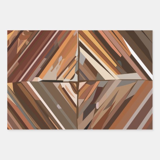 Modern Geometric Diamond Holzmuster Geschenkpapier Set (Vorderseite)