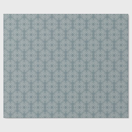 Modern Geometric Diamond Muster Slate Blue Geschenkpapier (Flach)