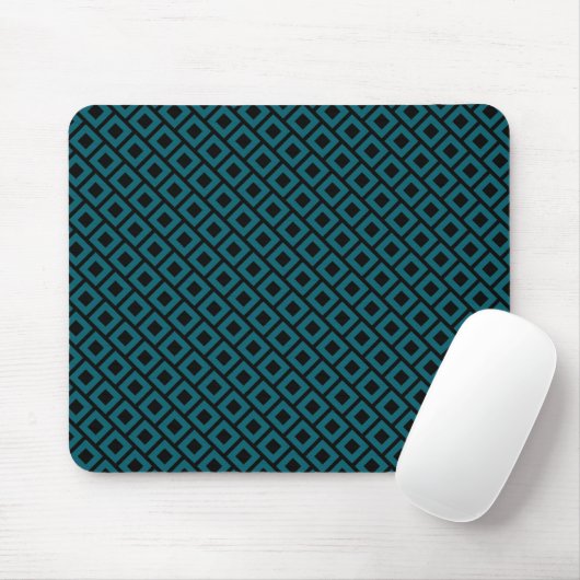 Modern Geometric Diamond Pattern in Deep Teal Mousepad (Mit Mouse)