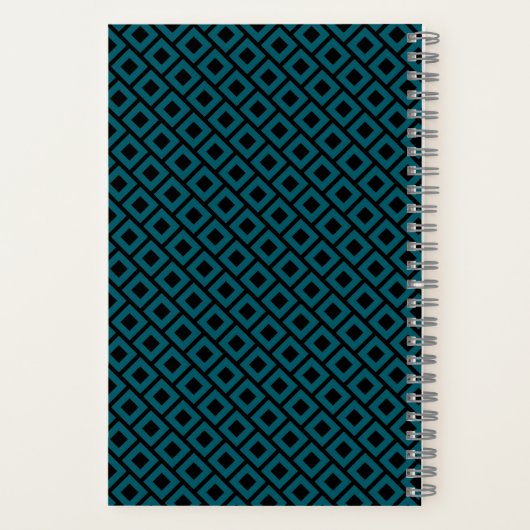 Modern Geometric Diamond Pattern in Deep Teal Notizblock (Rückseite)