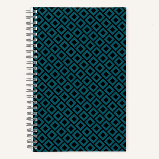 Modern Geometric Diamond Pattern in Deep Teal Notizblock (Vorderseite)