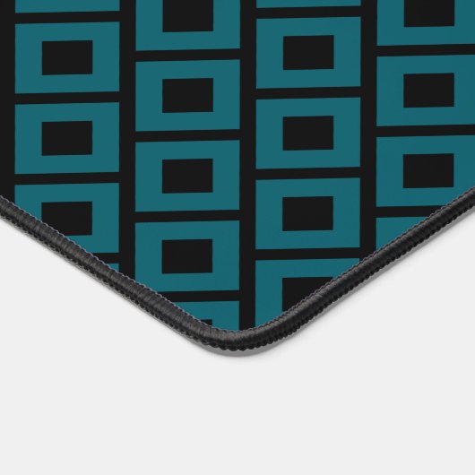 Modern Geometric Diamond Pattern in Deep Teal Schreibtischunterlage (Ecke)