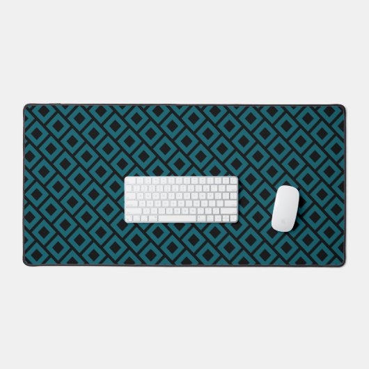 Modern Geometric Diamond Pattern in Deep Teal Schreibtischunterlage (Tastatur & Maus)