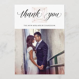Modern Geometric Diamond Wedding Vielen Dank Dankeskarte