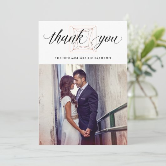 Modern Geometric Diamond Wedding Vielen Dank Dankeskarte (Stehend Vorderseite)