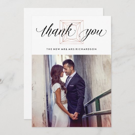 Modern Geometric Diamond Wedding Vielen Dank Dankeskarte (Vorne/Hinten)