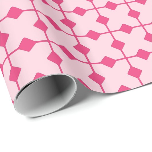 Modern Geometric, Diamonds - Erdbeerrosa Geschenkpapier (Rolleneckpunkt)