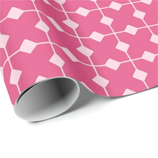 Modern Geometric, Diamonds - Erdbeerrosa Geschenkpapier (Rolleneckpunkt)