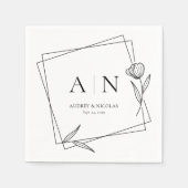 Modern Geometric Floral Monogram Wedding Napkins Serviette (Vorderseite)