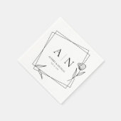 Modern Geometric Floral Monogram Wedding Napkins Serviette (Ecke)