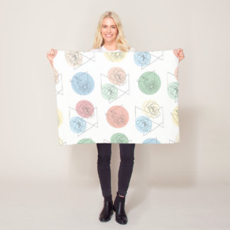 Modern Geometric Floral Pattern Throw Blanket Fleecedecke