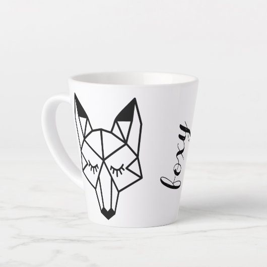 Modern Geometric Fox Foxy Script Milchtasse (Linke Ecke)
