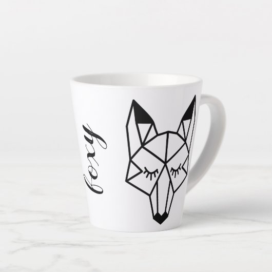 Modern Geometric Fox Foxy Script Milchtasse (Rechte Ecke)