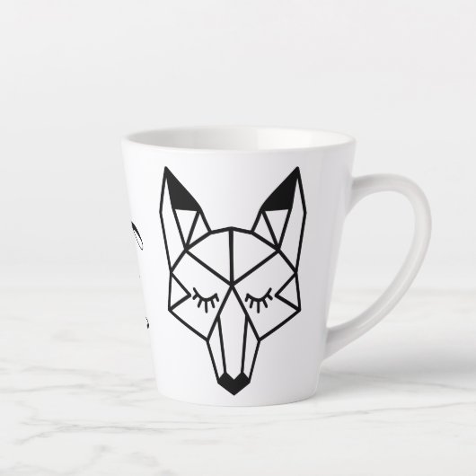 Modern Geometric Fox Foxy Script Milchtasse (Rechts)