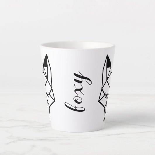 Modern Geometric Fox Foxy Script Milchtasse (Vorderseite)