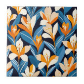 Modern Geometric Freesia Blume Pattern Fliese (Vorderseite)