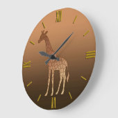 Modern Geometric Giraffe, Copper and Brown Große Wanduhr (Winkel)