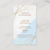 Modern Geometric Gold Marble Blue Coupon Vertikal Visitenkarte (Rückseite)