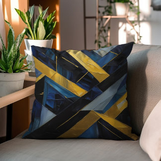 Modern Geometric Gold und Blau Kissen