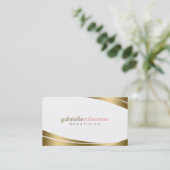 Modern Geometric Gold & White Visitenkarte (Stehend Vorderseite)