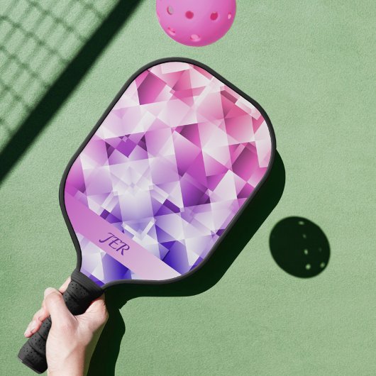 Modern Geometric Gradient Pattern Monogrammed Pickleball Schläger