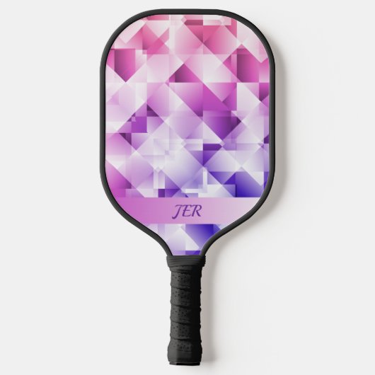 Modern Geometric Gradient Pattern Monogrammed Pickleball Schläger (Rückseite)