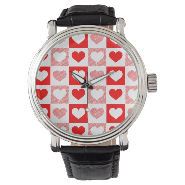 Modern Geometric Hearts Wrist Watch Armbanduhr (Vorderseite)