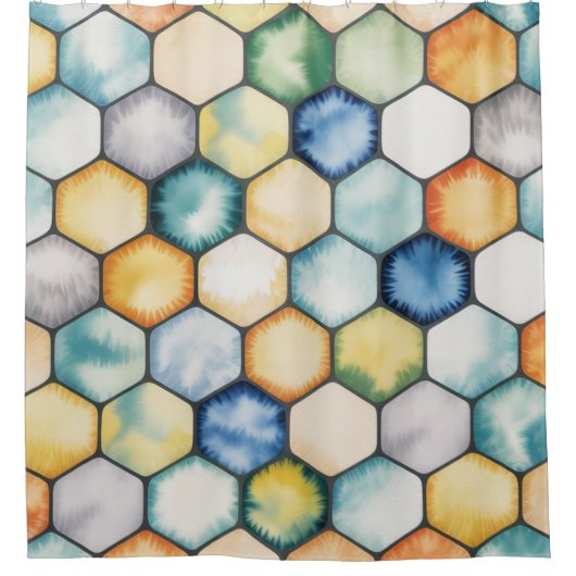 Modern Geometric Honeycomb Duschvorhang (Vorderseite)