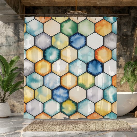 Modern Geometric Honeycomb Duschvorhang