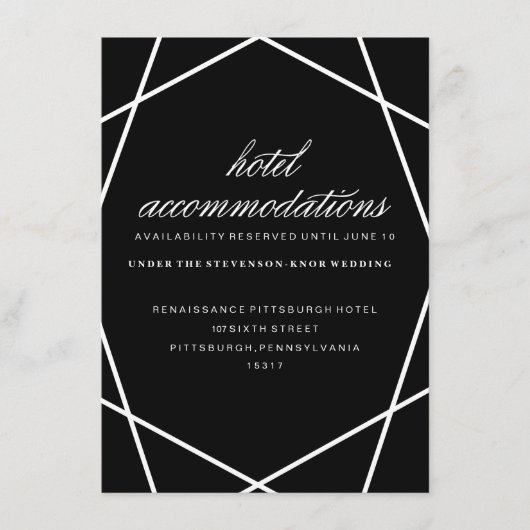 Modern Geometric Hotel Card Begleitkarte (Vorderseite)