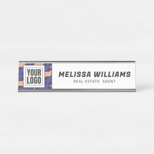 Modern Geometric Interlocking Pattern  Schreibtischnamensplakette (Vorderseite )