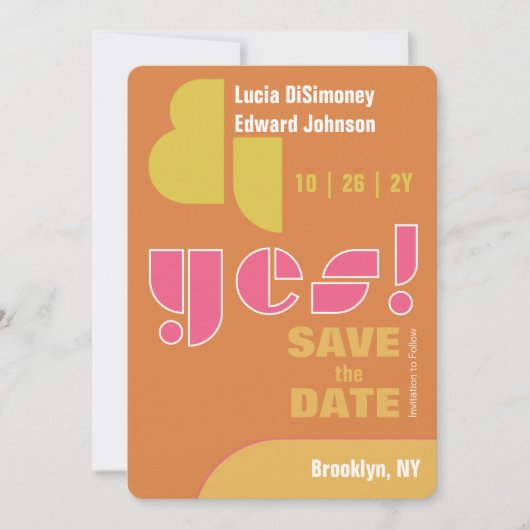 Modern Geometric ja! Burnt Orange Save the Date (Vorderseite)