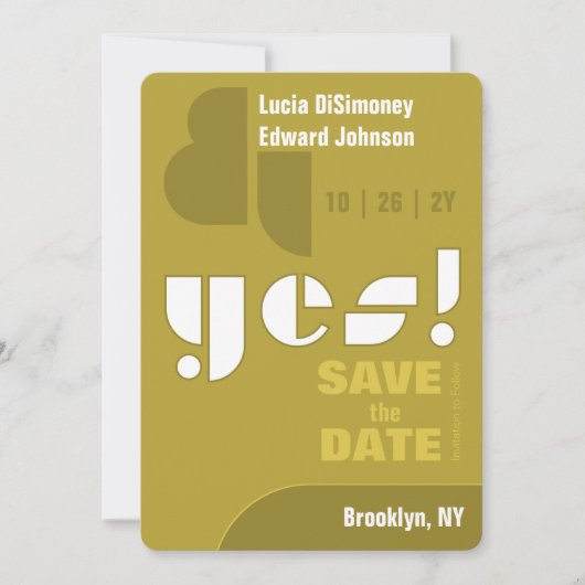Modern Geometric ja! Green Save the Date Card (Vorderseite)