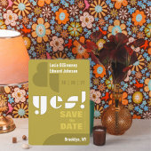 Modern Geometric ja! Green Save the Date Card