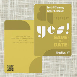 Modern Geometric ja! Green Save the Date Card